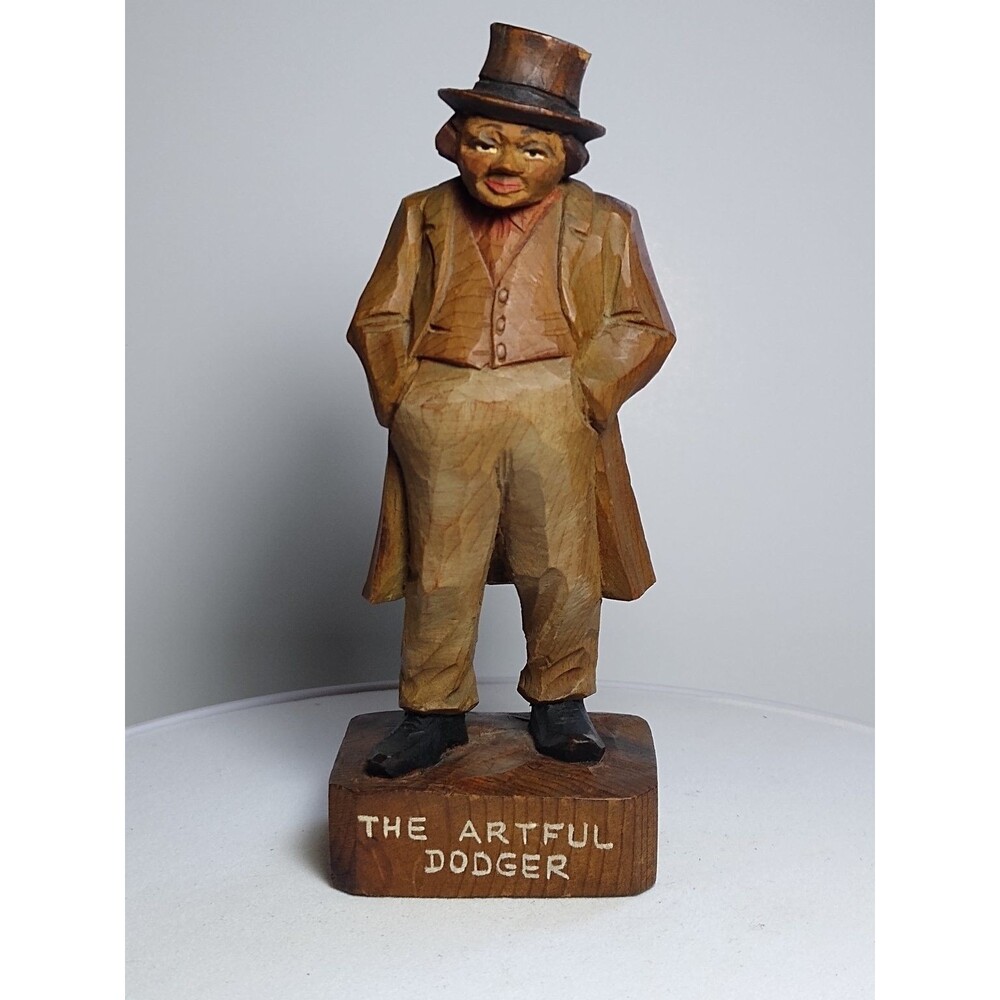 ANRI 5" Vintage Hand-Carved Wood Figurine "The Artful Dodger" Literary Character